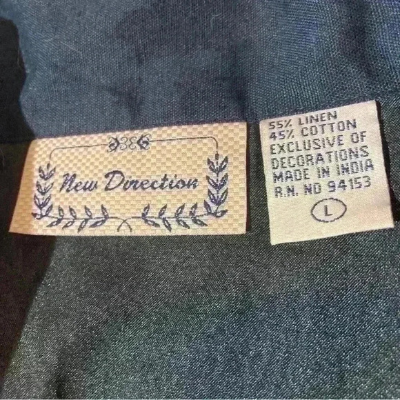 New Direction Jacket Womens Size L Black Embroidered & Beaded- Island Theme - Picture 5 of 9